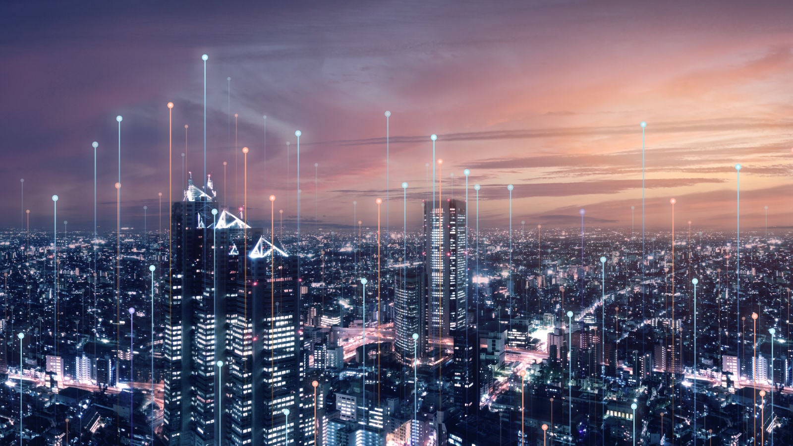 View of a city at night