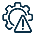 Gear Caution Exclamation Point Icon Ink