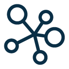 Connected Dots Five Dark Blue Icon