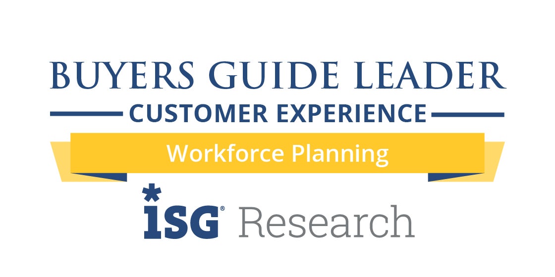 ISG Research Buyers Guide Leader badge for Customer Experience in Workforce Planning.