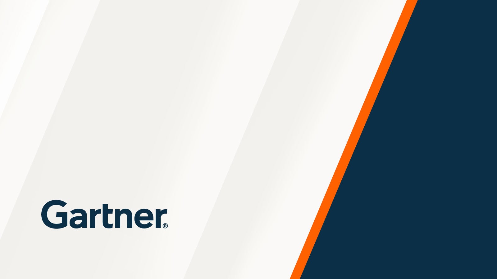 Gartner logo on a white and dark blue background with an orange diagonal accent.