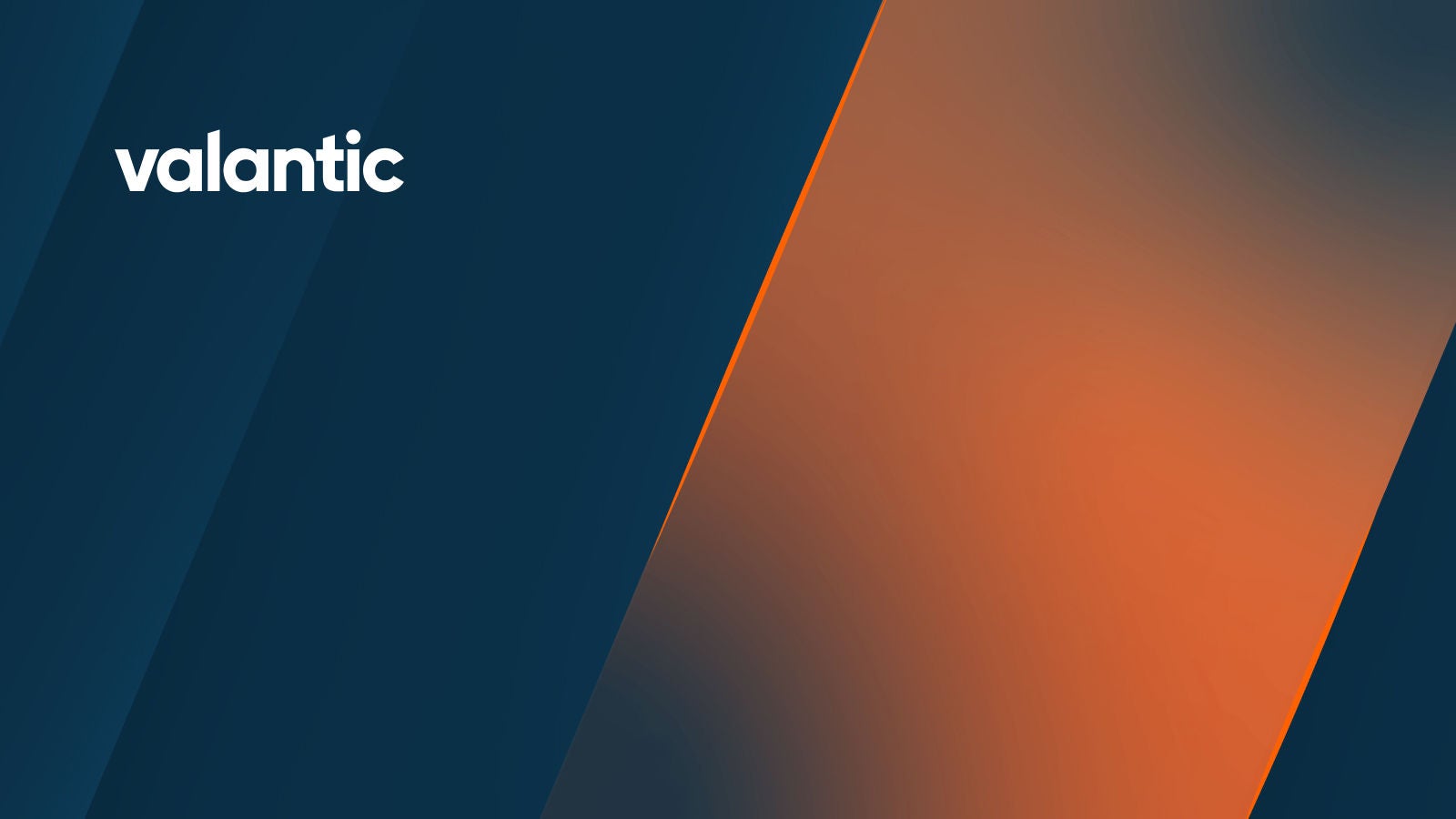 valantic logo on a dark blue background with an orange gradient graphic.