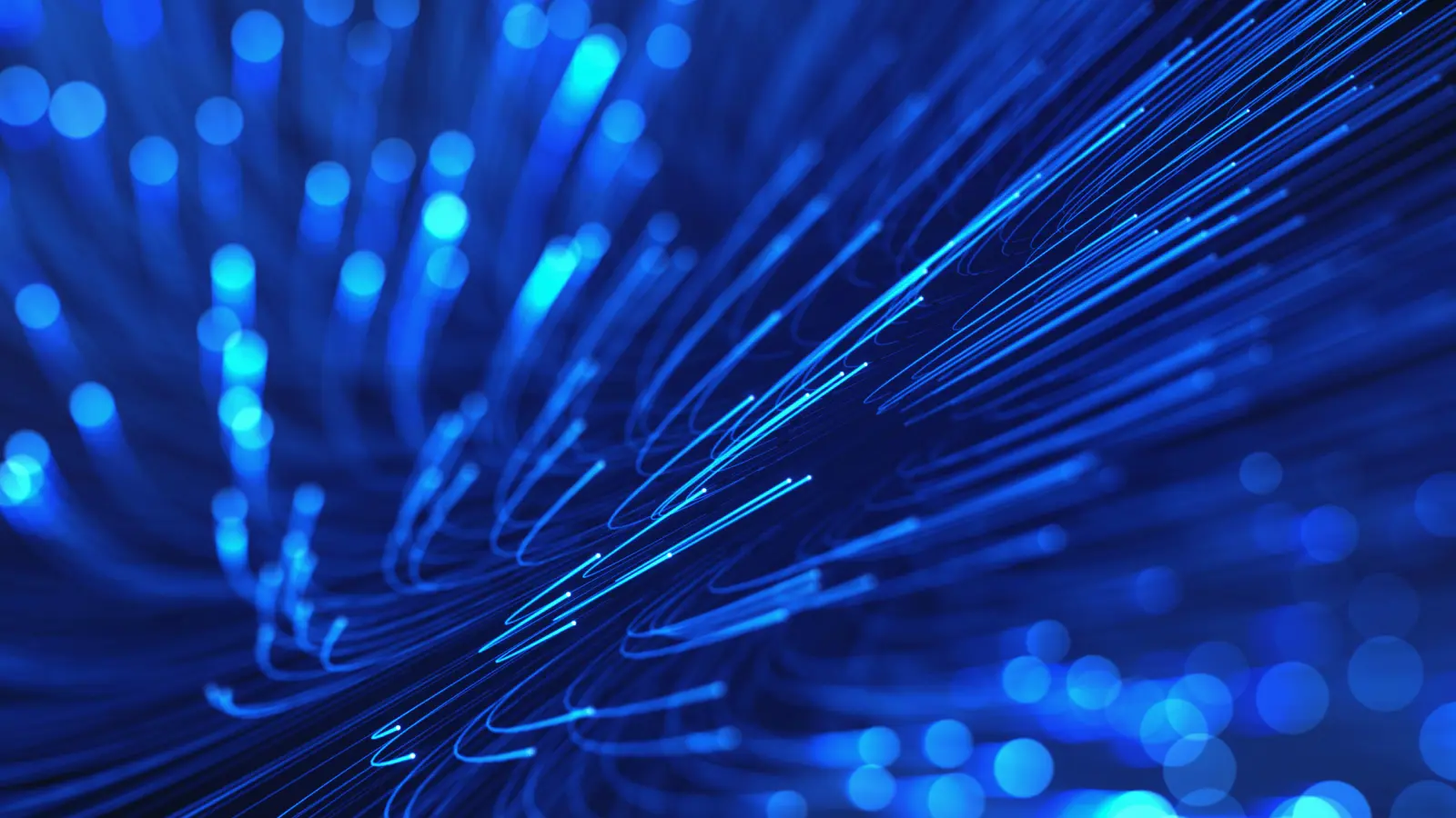 Blue glowing fiber optic cables