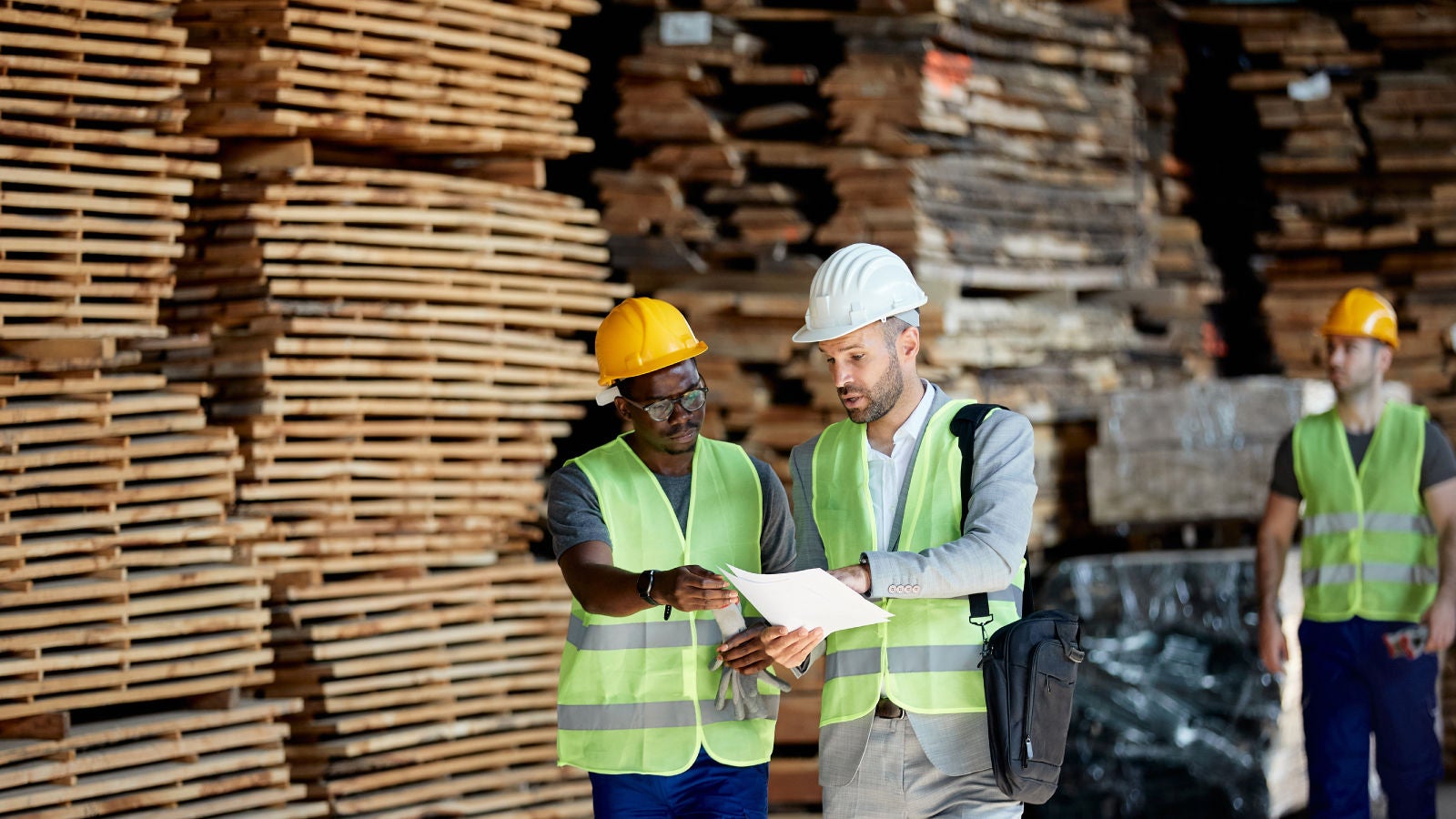 Roseburg employees working in a warehouse