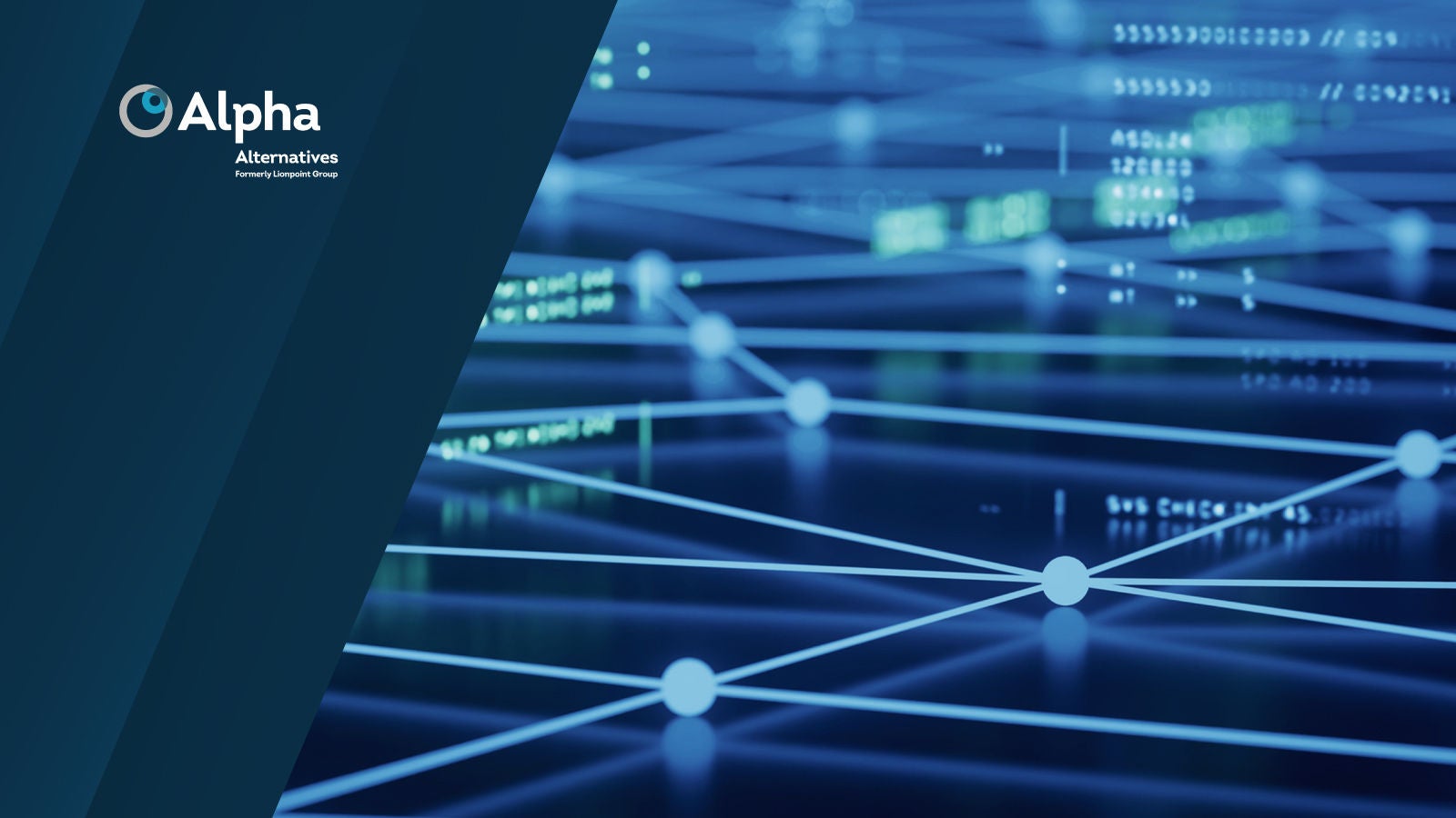 Abstract digital network background with blue glowing lines and data points, representing financial connectivity and digital transformation in FP&A for private markets.