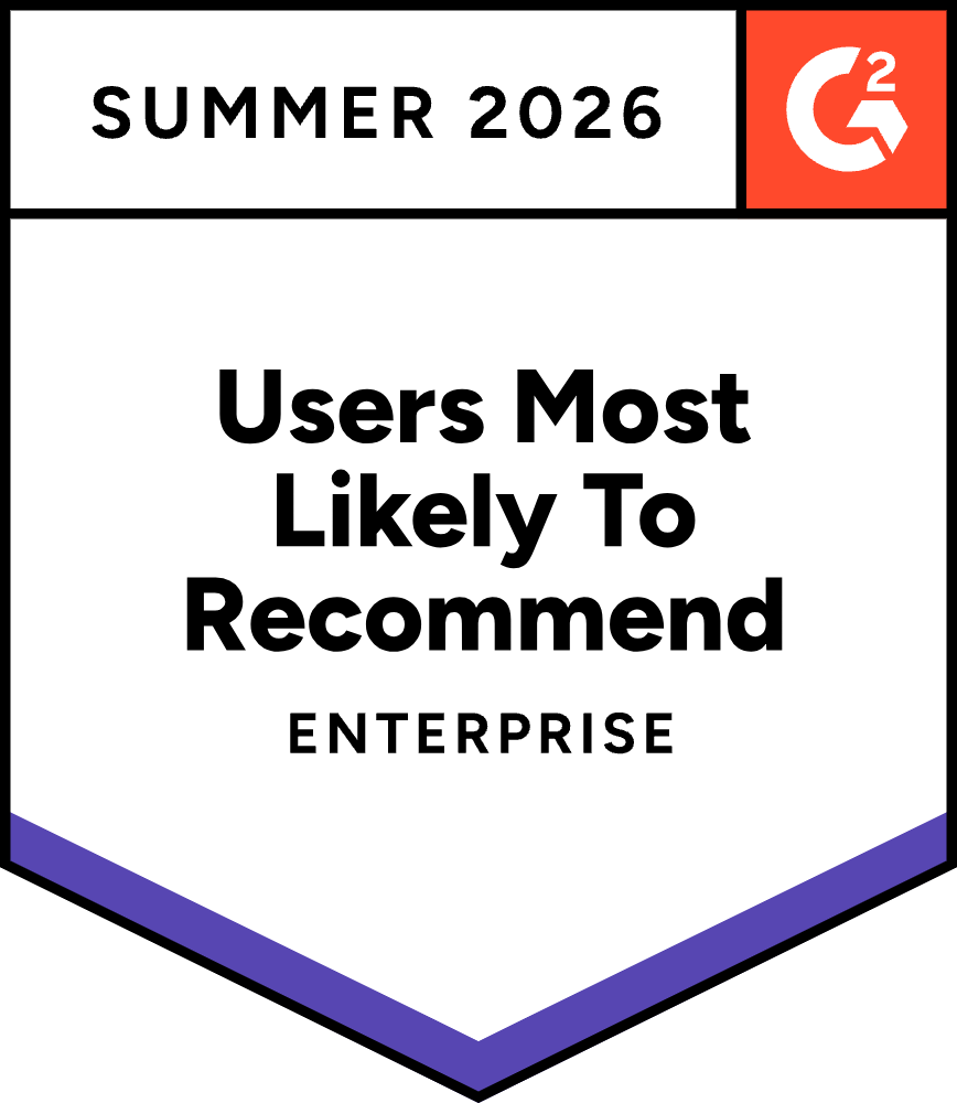 G2 Summer 2026 Users Most Likely To Recommend Enterprise