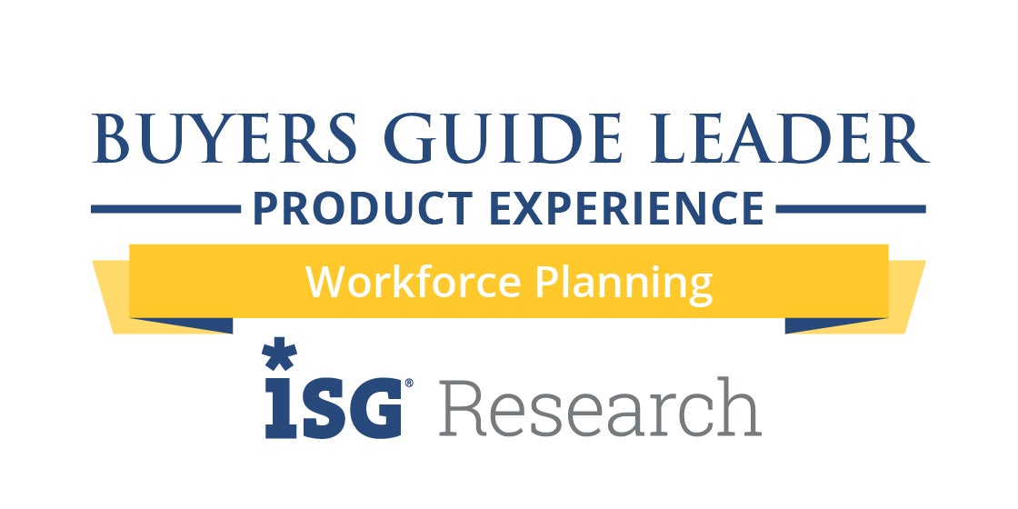 ISG Research Buyers Guide Leader badge for Product Experience in Workforce Planning.