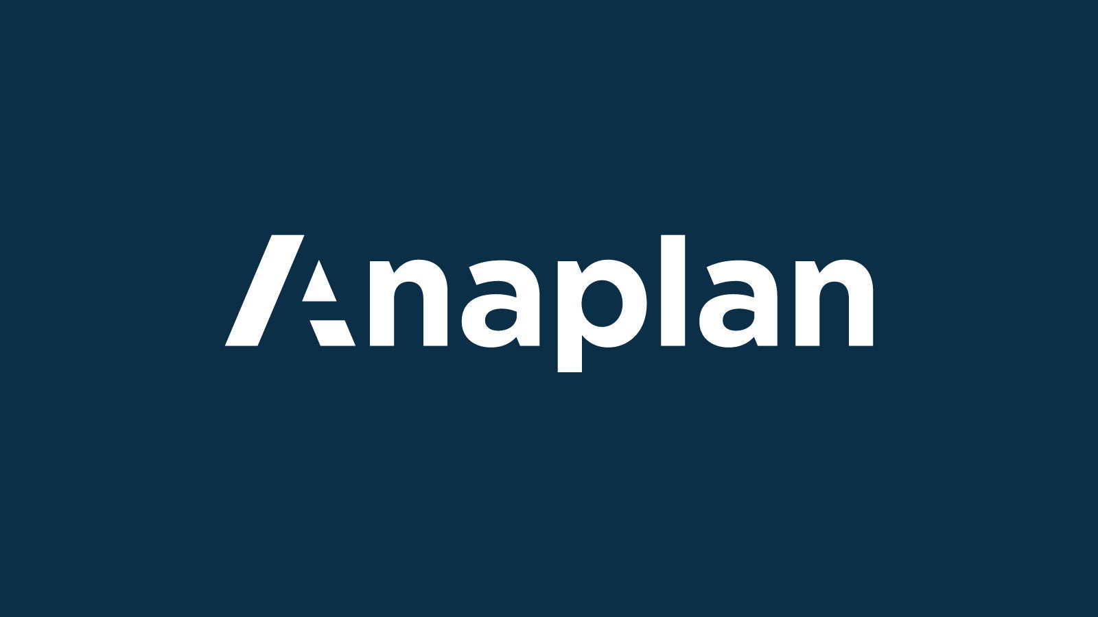 Anaplan logo displayed on a solid dark blue background.