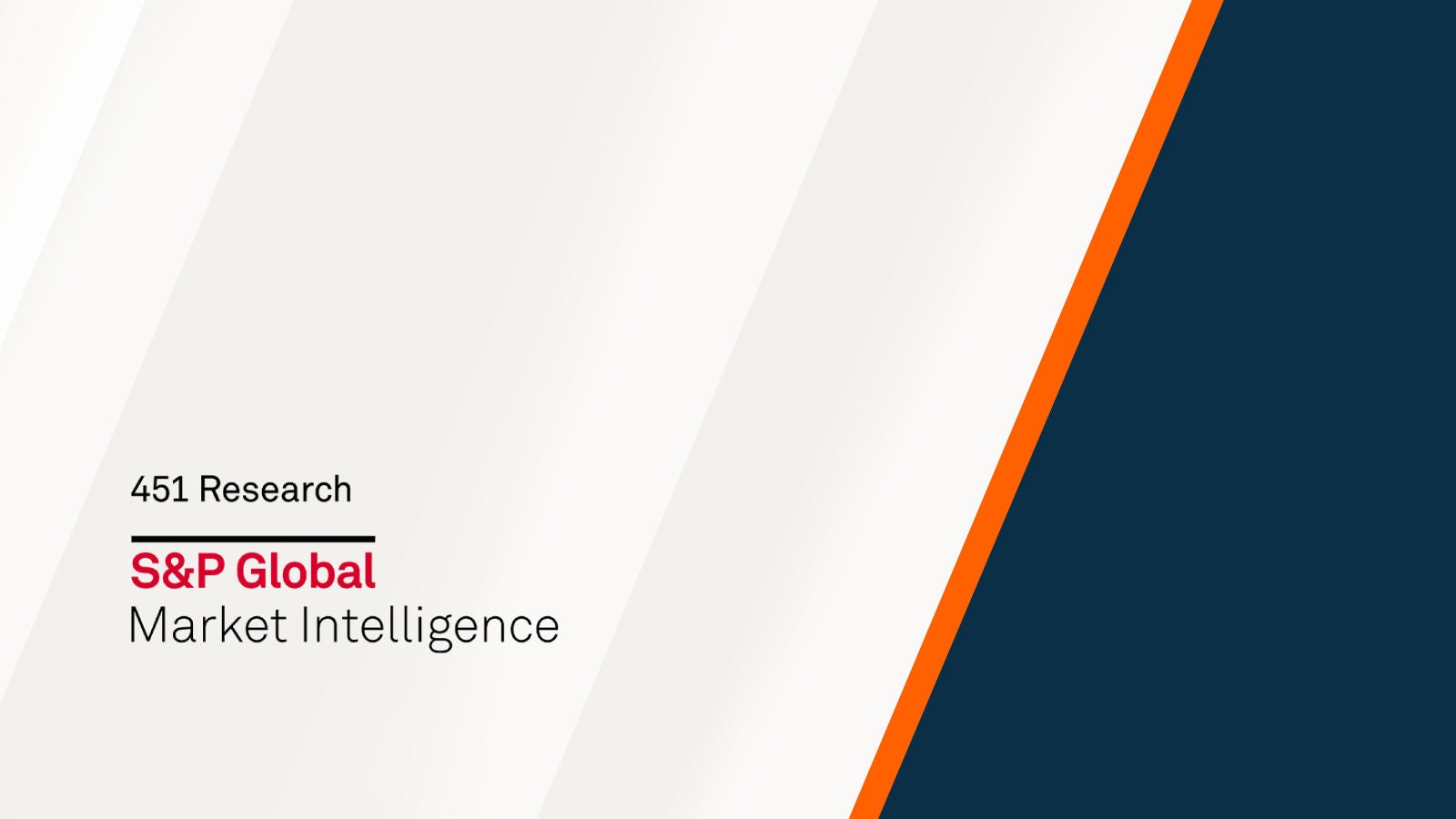 S&P Global and 451 Research Logos displayed bottom left. White background with a navy and orange angled accent on the right side.