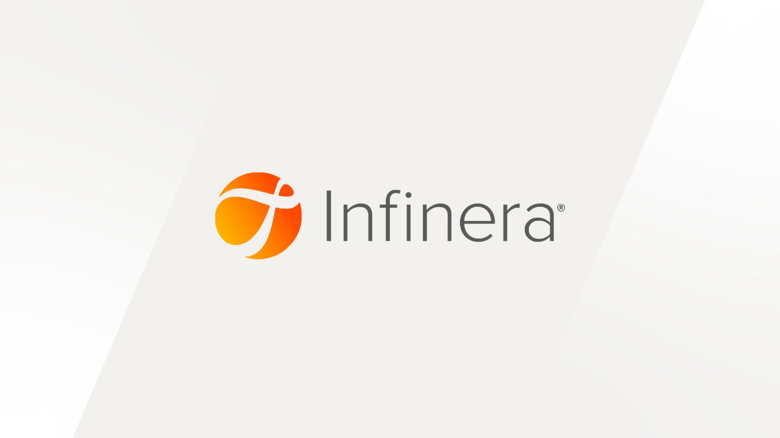 Infinera logo displayed center. Infinera logo featuring a stylized orange and yellow circular icon next to the brand name in gray text.