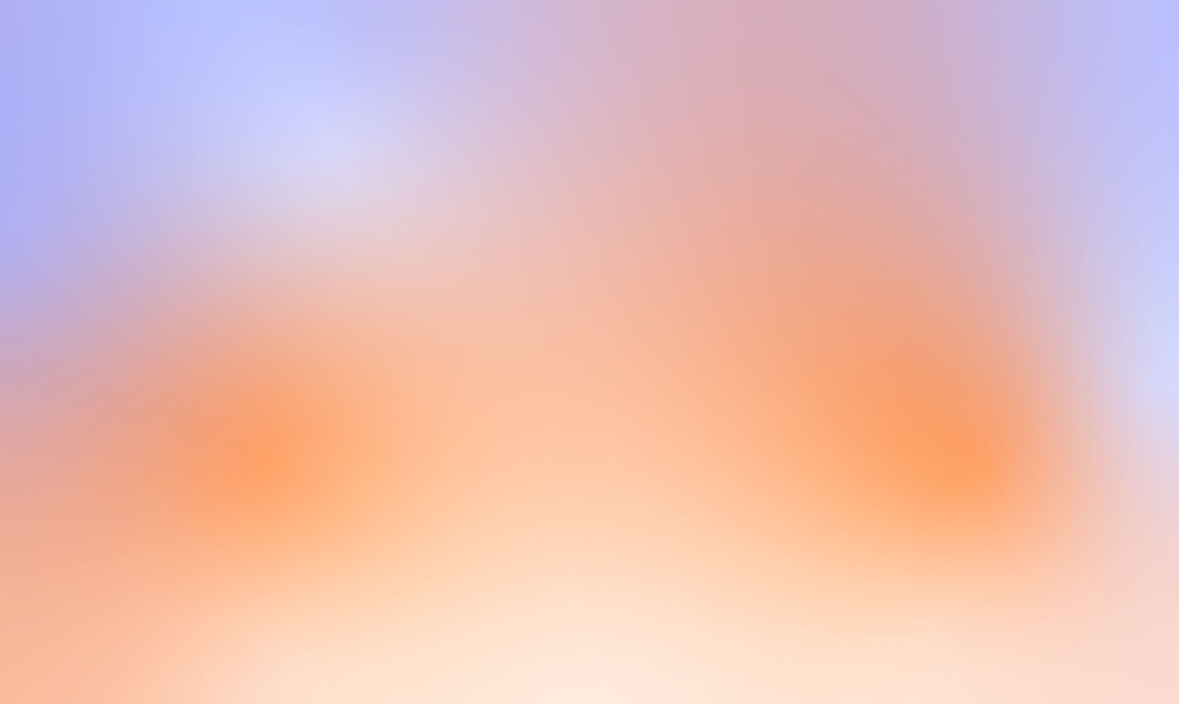 Soft gradient background blending purple, orange, and peach tones.