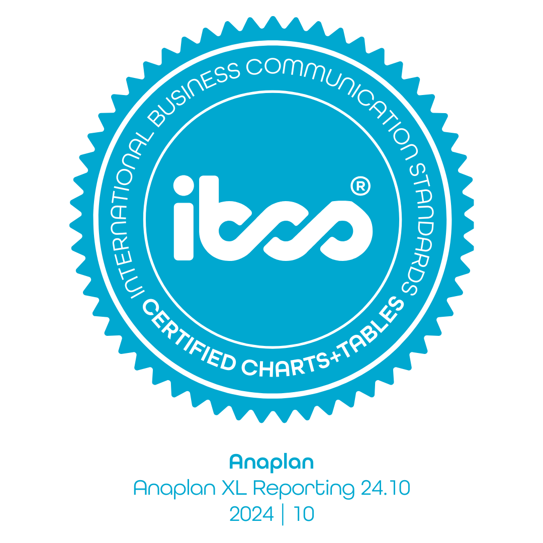 Anaplan XL reporting: International Business Communications Standards Certified Charts+Tables