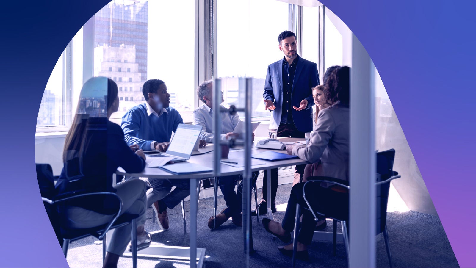 Meeting in a conference room