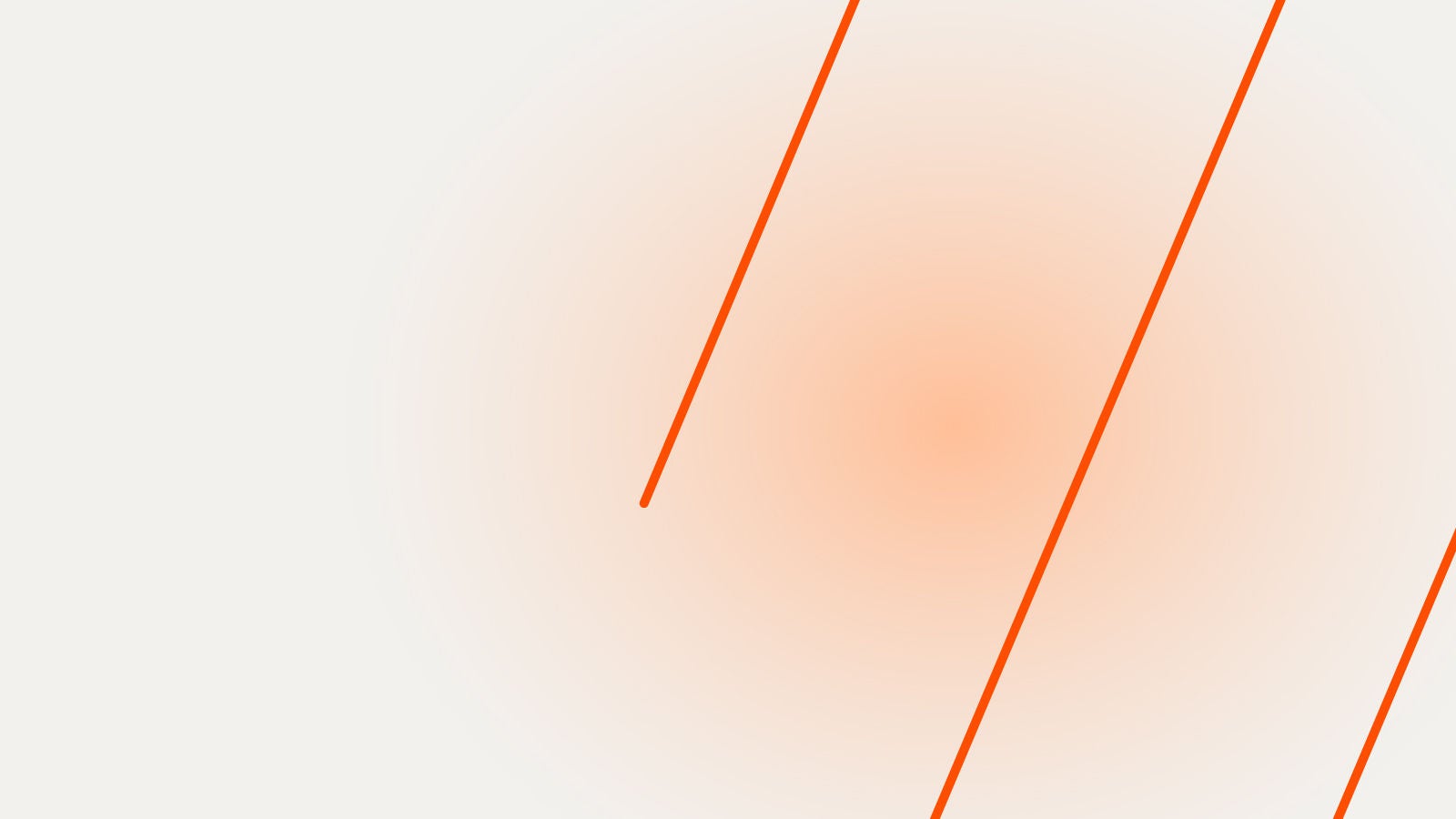 White background with slanted orange lines and a soft glowing effect.