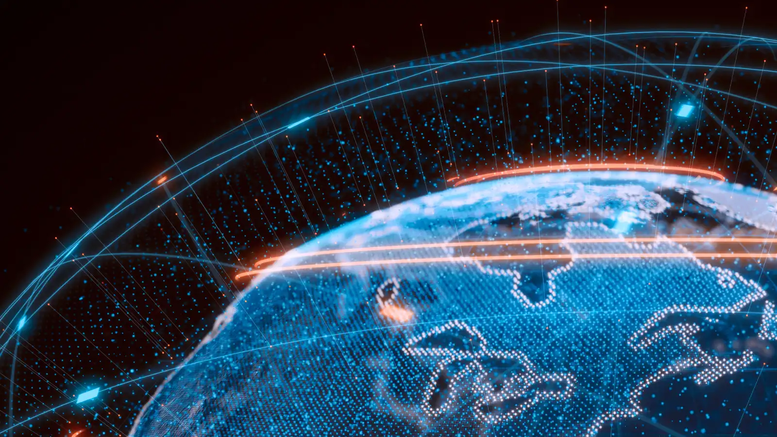 Digital globe showing global data connections.