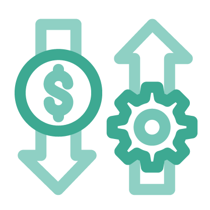 Arrow down money arrow up gear icon
