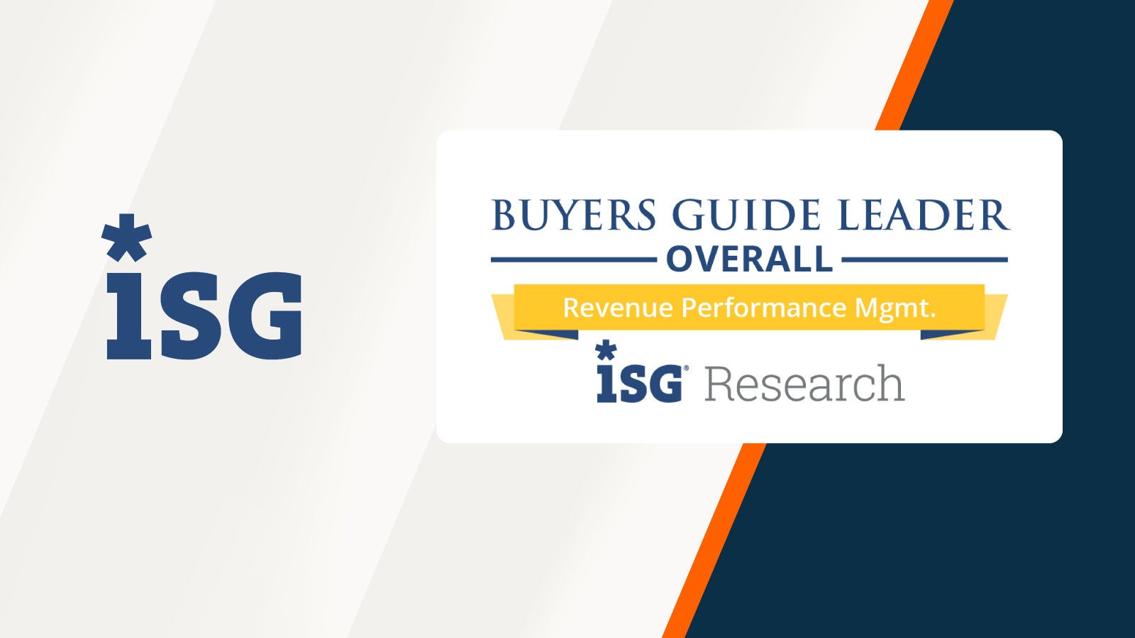 A clean diagonal layout featuring the title “2025 ISG Research Revenue Performance Management Buyers Guide” with the Anaplan and ISG logos on opposite corners over a white and navy background.