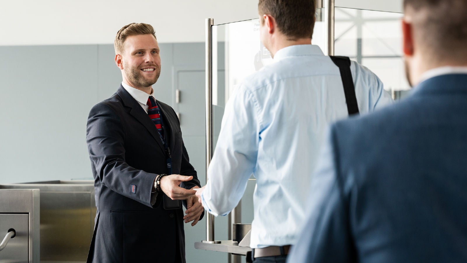 Brussel airlines employee taking tickets