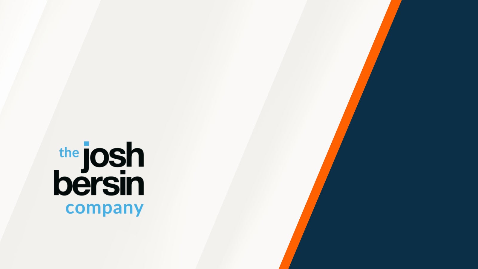 The Josh Bersin Company Logo displayed bottom left. White background with a navy and orange angled accent on the right side.