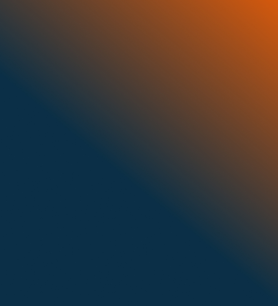 A dark blue and orange gradient background with rounded corners, blending from deep navy to bright orange.