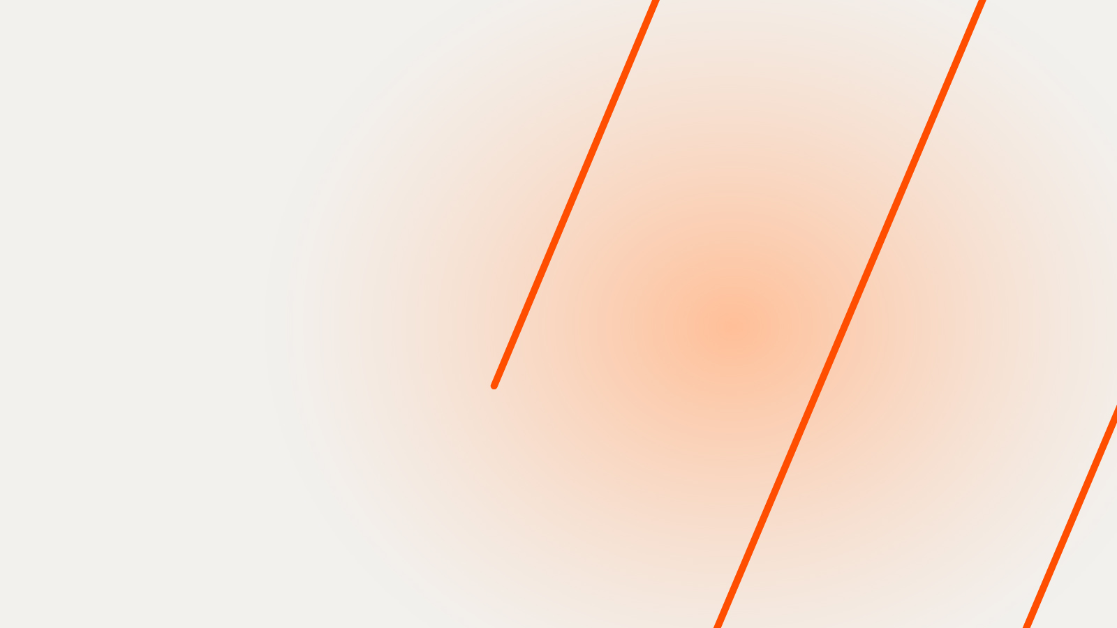 White background with slanted orange lines and a soft glowing effect.