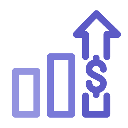Bar Graph Money Arrow Up Lav Icon