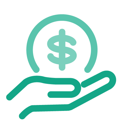 Icon of a hand holding a dollar sign