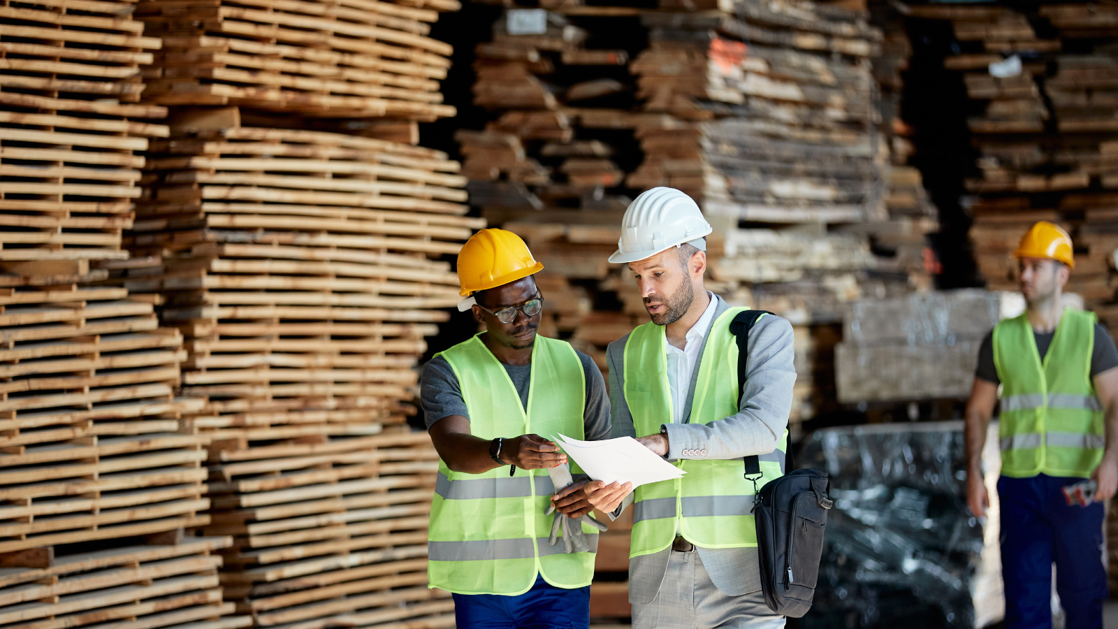 Roseburg Forest Products illustrative image 1 Roseburg employees working in a warehouse
