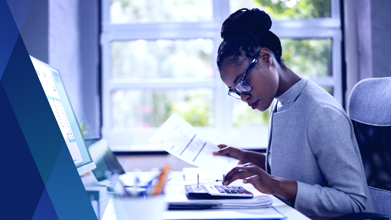 Woman working at her desk