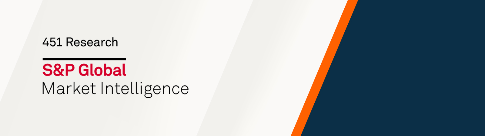 S&P Global and 451 Research Logos displayed bottom left. White background with a navy and orange angled accent on the right side.