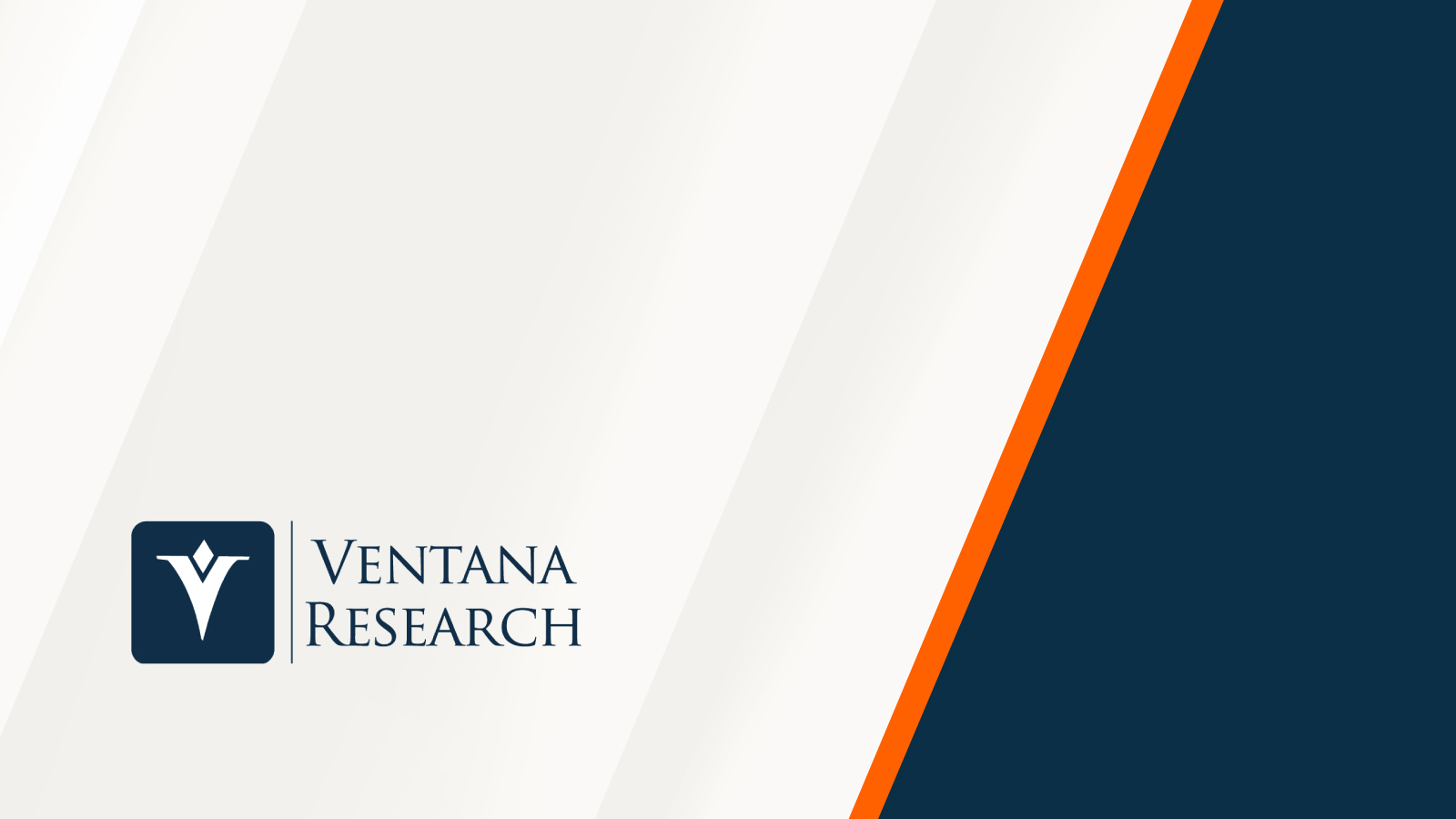 Ventana Research logo on a light background with angled stripes and a vertical navy and orange accent bar.