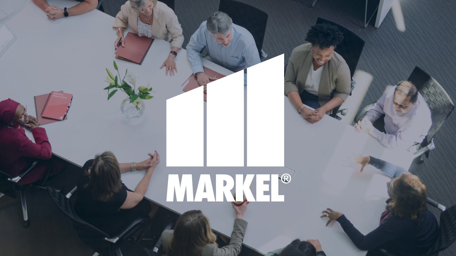 Graphic: Markel logo over meeting