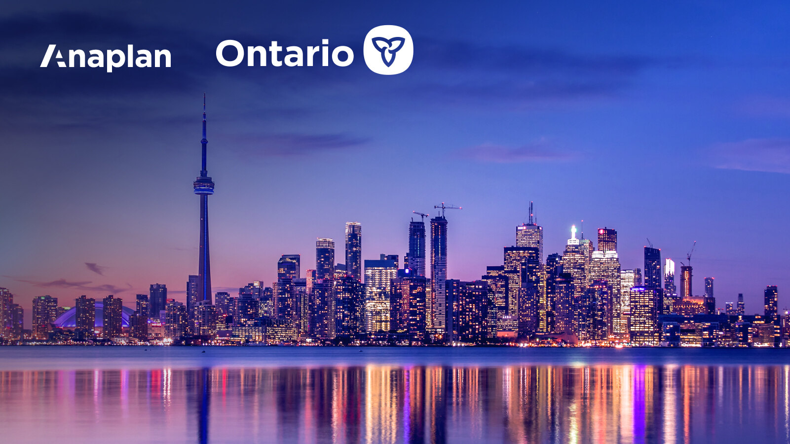 Graphic: Ontario skyline with Government of Ontario logo + Anaplan logo