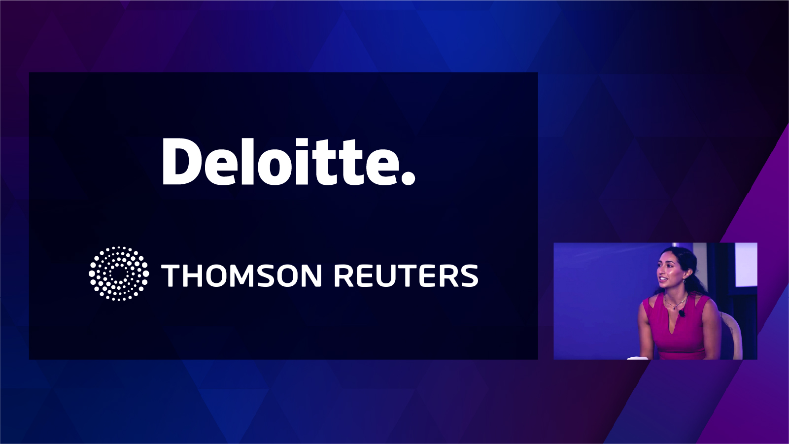 Graphic: Deloitte and Thomson Reuters logo with pip speaker