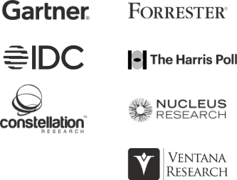 Research Bundle logos True Graphique : Logos Gartner, Constellation, The Harris Poll, Nucleus Research, IDC, Ventana Reseearch, Forrester