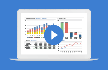 Illustration of laptop computer showing charts and graphs