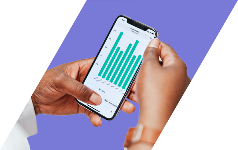 A bar chart viewed on a mobile device