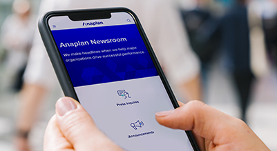 Anaplan News site on mobile device