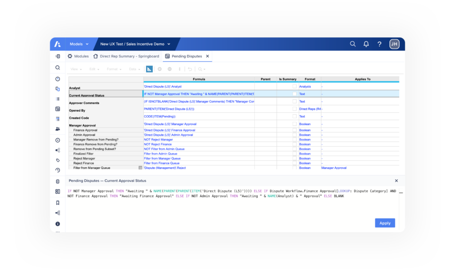 New modeling experience in Anaplan's dashboard