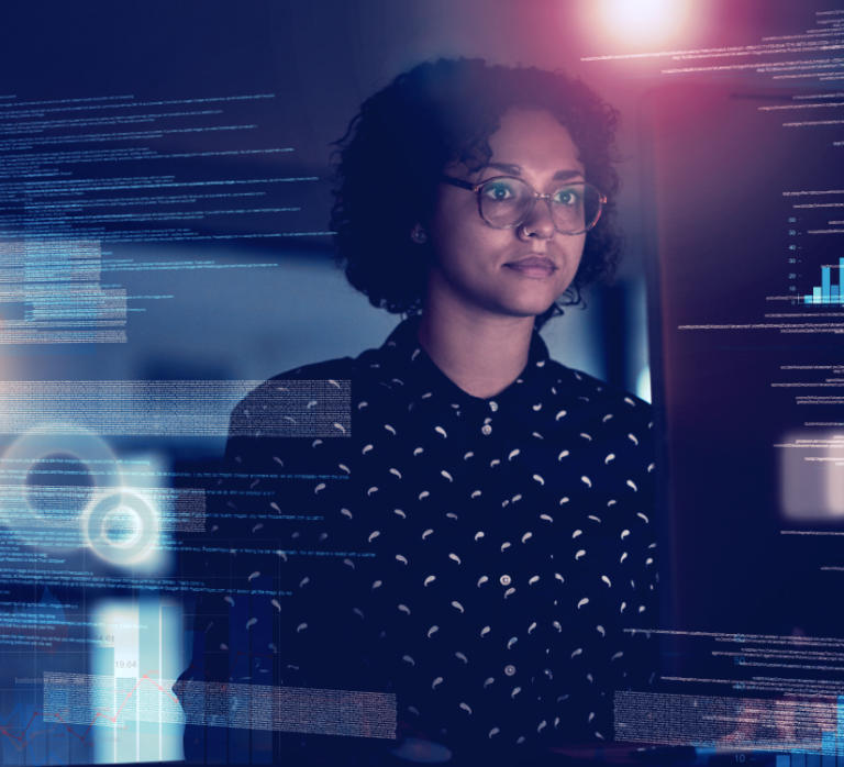 Woman looking at computer