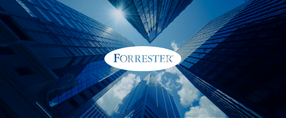 Graphic: Pan shot of building with Forrester logo